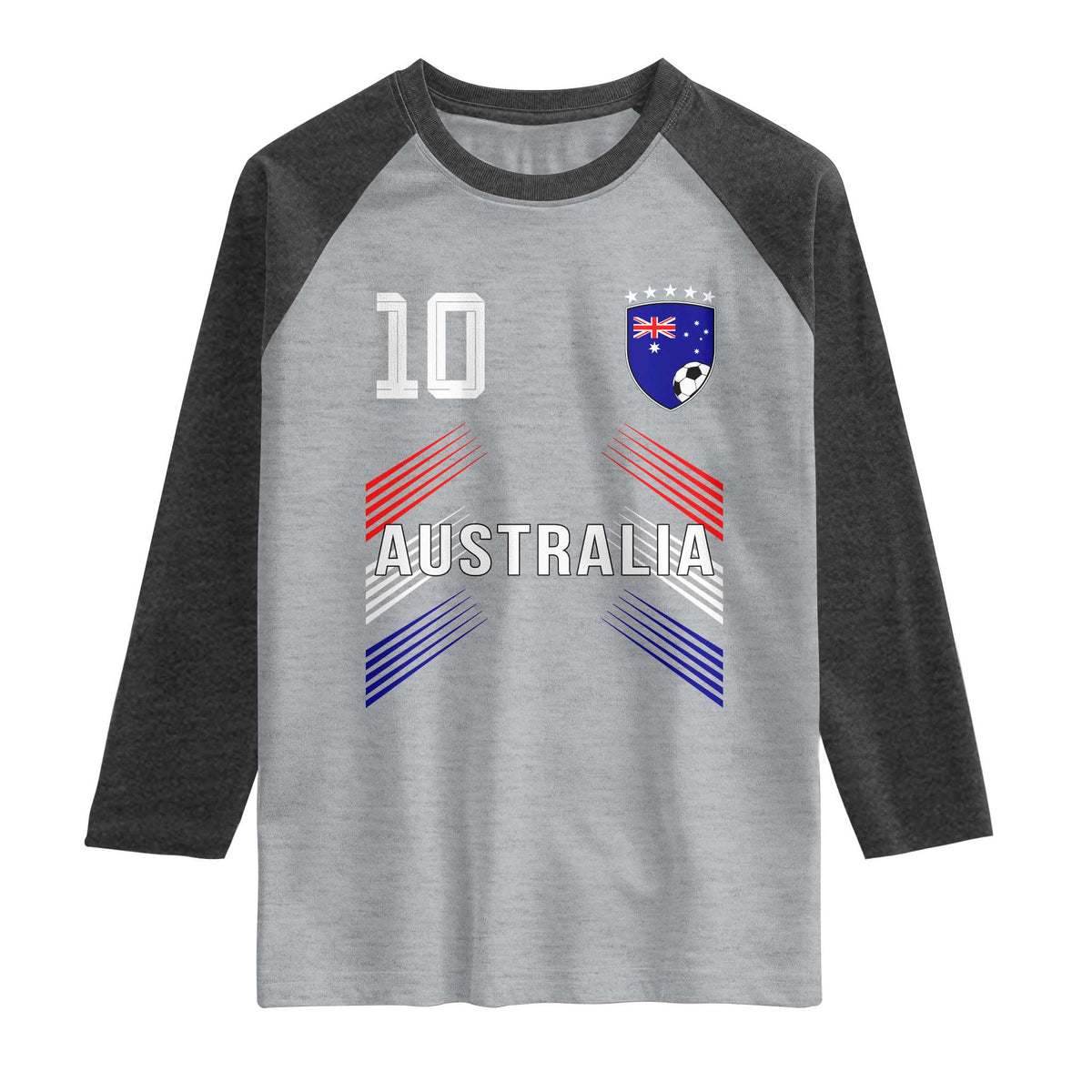 Australia Soccer Sports Graphic Number 10 Jersey Style Raglan Shirt Proud Australian Football Fans Game Day Pride