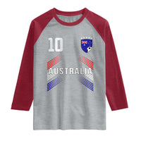 Australia Soccer Sports Graphic Number 10 Jersey Style Raglan Shirt Proud Australian Football Fans Game Day Pride