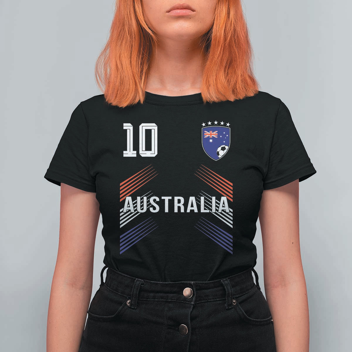 Australia Soccer Sports Graphic Number 10 Jersey Style T Shirt For Women Proud Australian Football Fans Game Day Pride