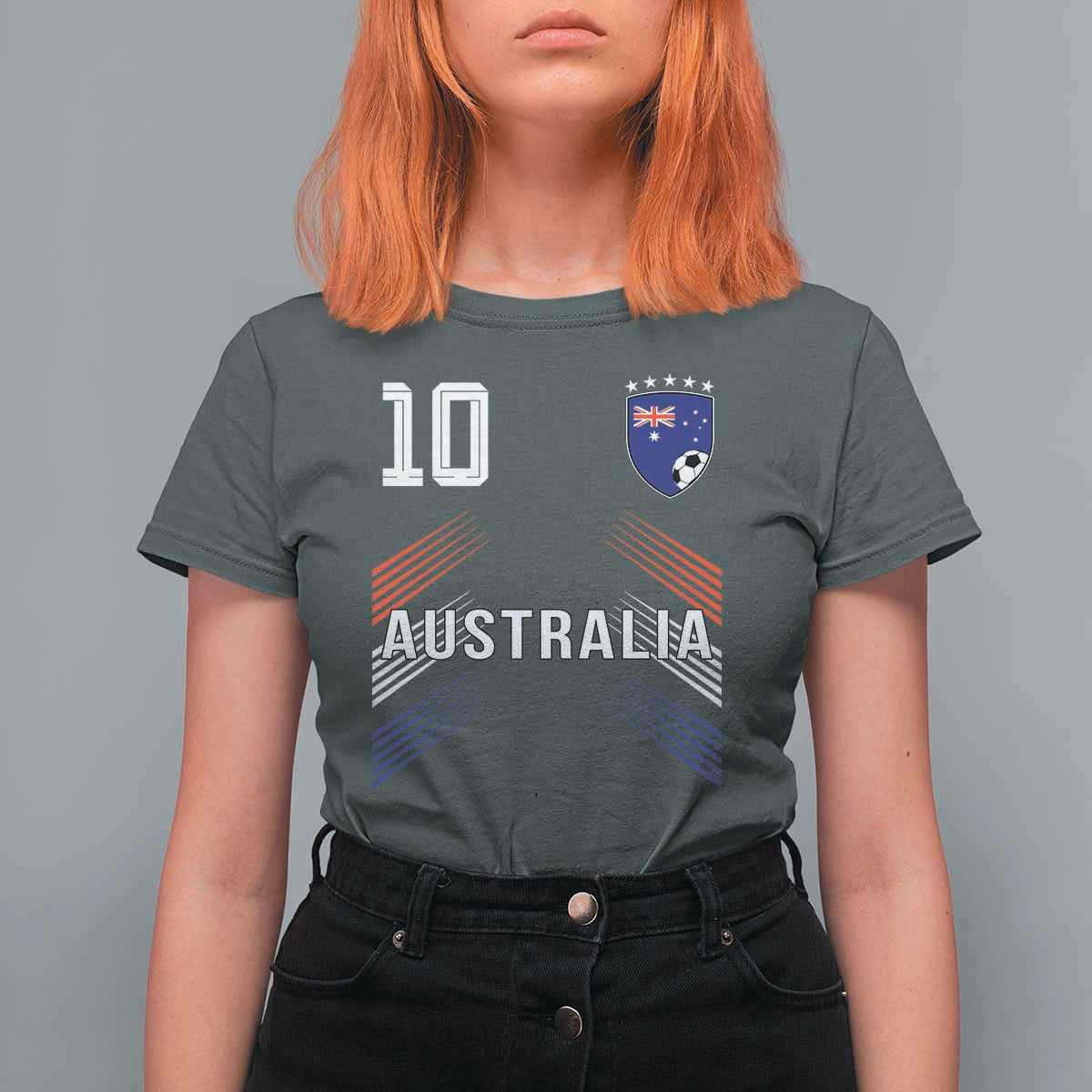 Australia Soccer Sports Graphic Number 10 Jersey Style T Shirt For Women Proud Australian Football Fans Game Day Pride