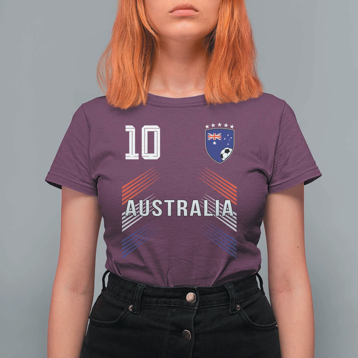 Australia Soccer Sports Graphic Number 10 Jersey Style T Shirt For Women Proud Australian Football Fans Game Day Pride