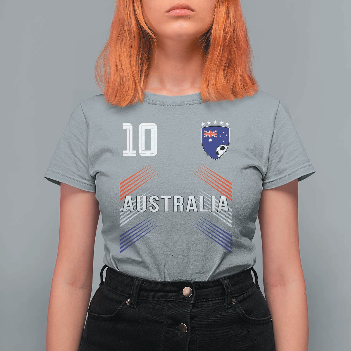 Australia Soccer Sports Graphic Number 10 Jersey Style T Shirt For Women Proud Australian Football Fans Game Day Pride