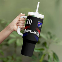 Australia Soccer Sports Graphic Number 10 Jersey Style Tumbler With Handle Proud Australian Football Fans Game Day Pride