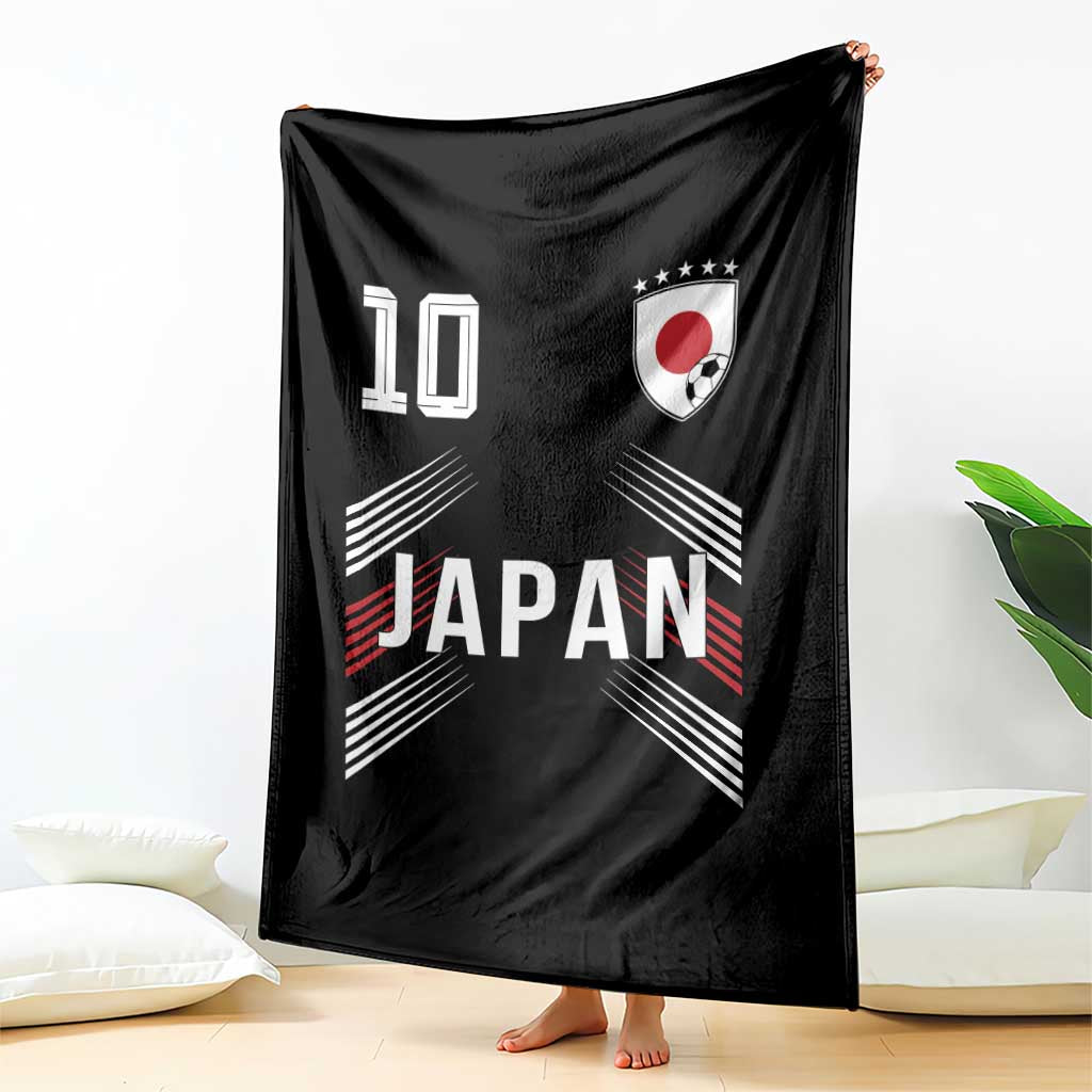 Japan Soccer Sports Graphic Number 10 Jersey Style Throw Blanket Proud Japanese Football Fans Game Day Pride