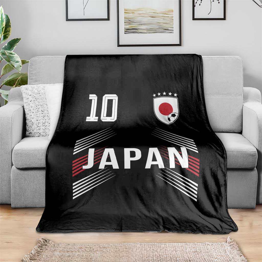 Japan Soccer Sports Graphic Number 10 Jersey Style Throw Blanket Proud Japanese Football Fans Game Day Pride