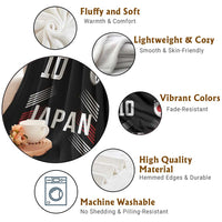 Japan Soccer Sports Graphic Number 10 Jersey Style Throw Blanket Proud Japanese Football Fans Game Day Pride