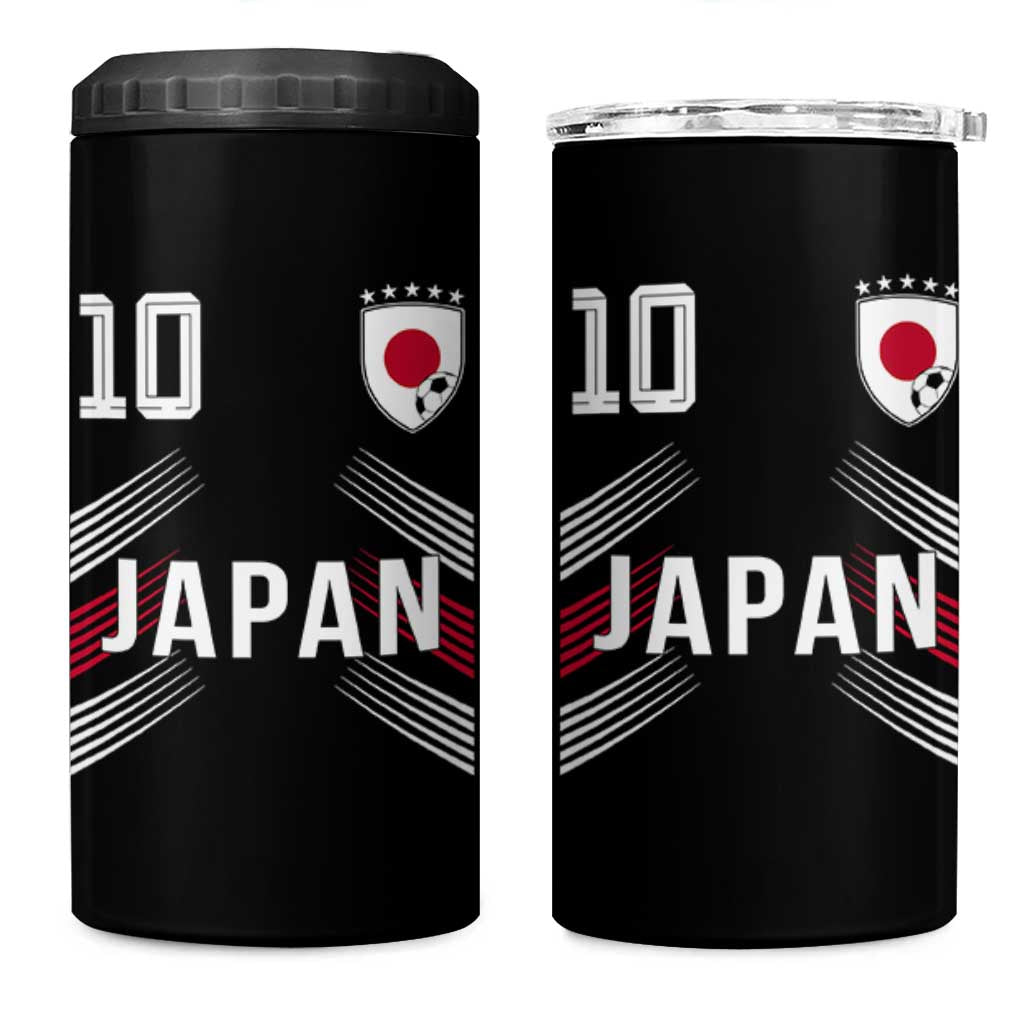 Japan Soccer Sports Graphic Number 10 Jersey Style 4 in 1 Can Cooler Tumbler Proud Japanese Football Fans Game Day Pride