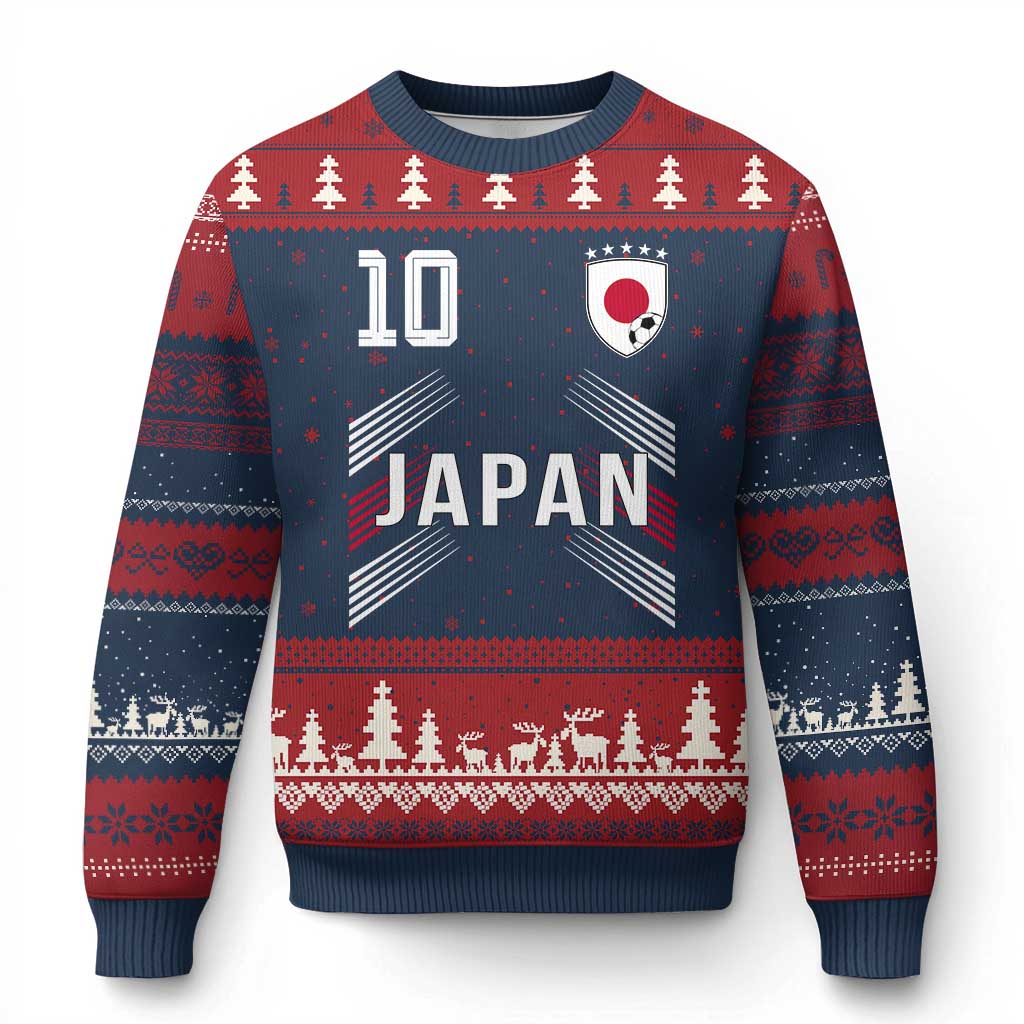 Japan Soccer Sports Graphic Number 10 Jersey Style Ugly Christmas Sweater Proud Japanese Football Fans Game Day Pride