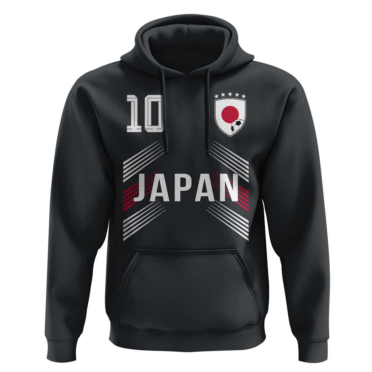 Japan Soccer Sports Graphic Number 10 Jersey Style Hoodie Proud Japanese Football Fans Game Day Pride