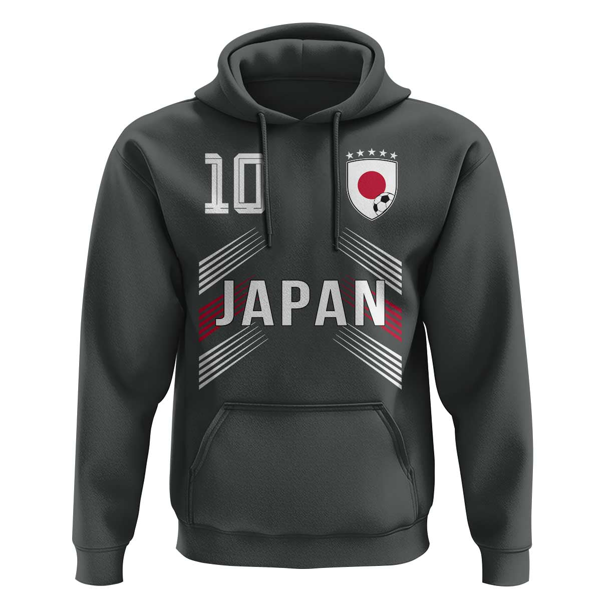 Japan Soccer Sports Graphic Number 10 Jersey Style Hoodie Proud Japanese Football Fans Game Day Pride