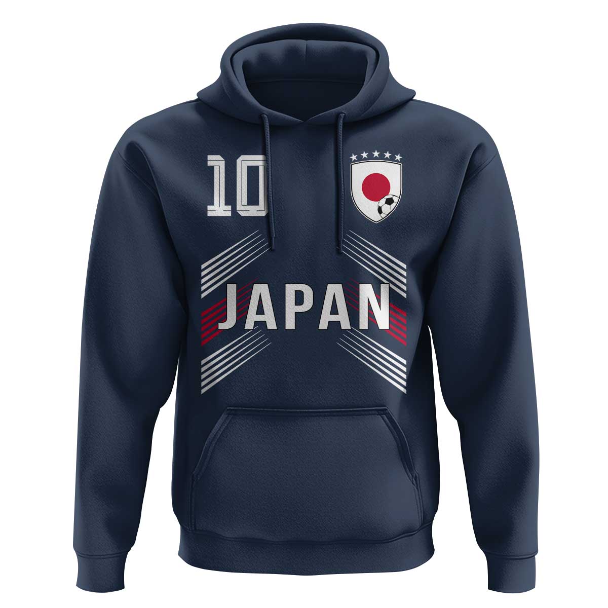 Japan Soccer Sports Graphic Number 10 Jersey Style Hoodie Proud Japanese Football Fans Game Day Pride