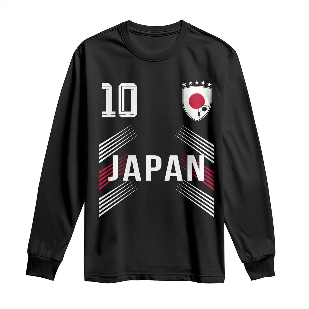 Japan Soccer Sports Graphic Number 10 Jersey Style Long Sleeve Shirt Proud Japanese Football Fans Game Day Pride