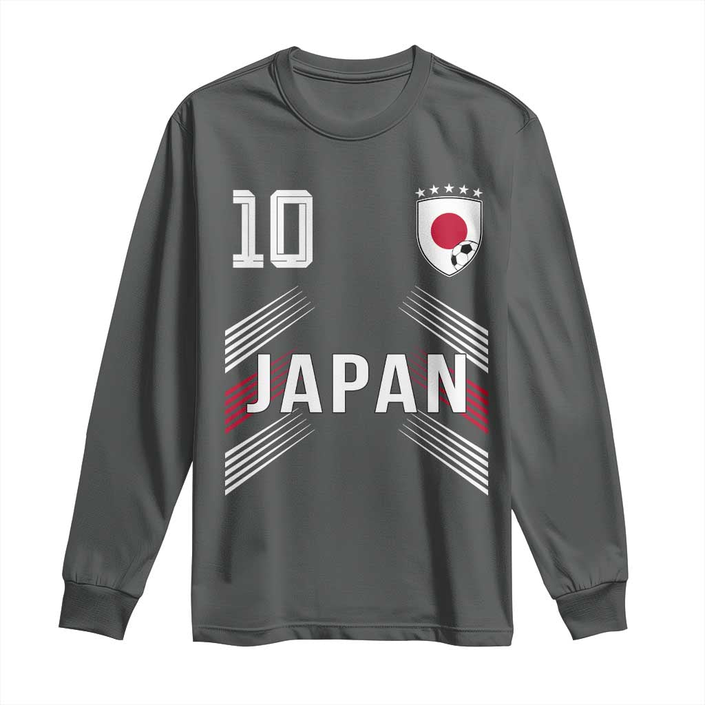 Japan Soccer Sports Graphic Number 10 Jersey Style Long Sleeve Shirt Proud Japanese Football Fans Game Day Pride