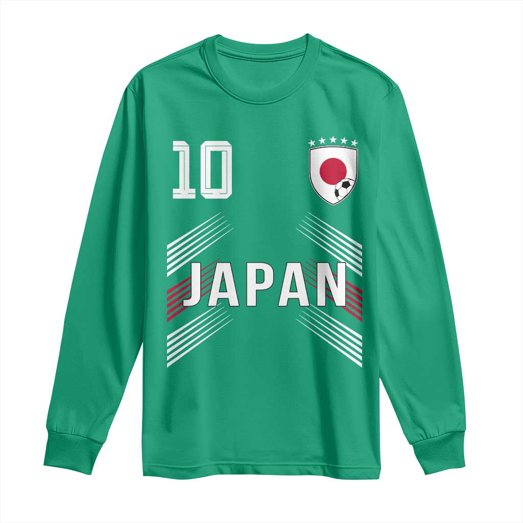 Japan Soccer Sports Graphic Number 10 Jersey Style Long Sleeve Shirt Proud Japanese Football Fans Game Day Pride