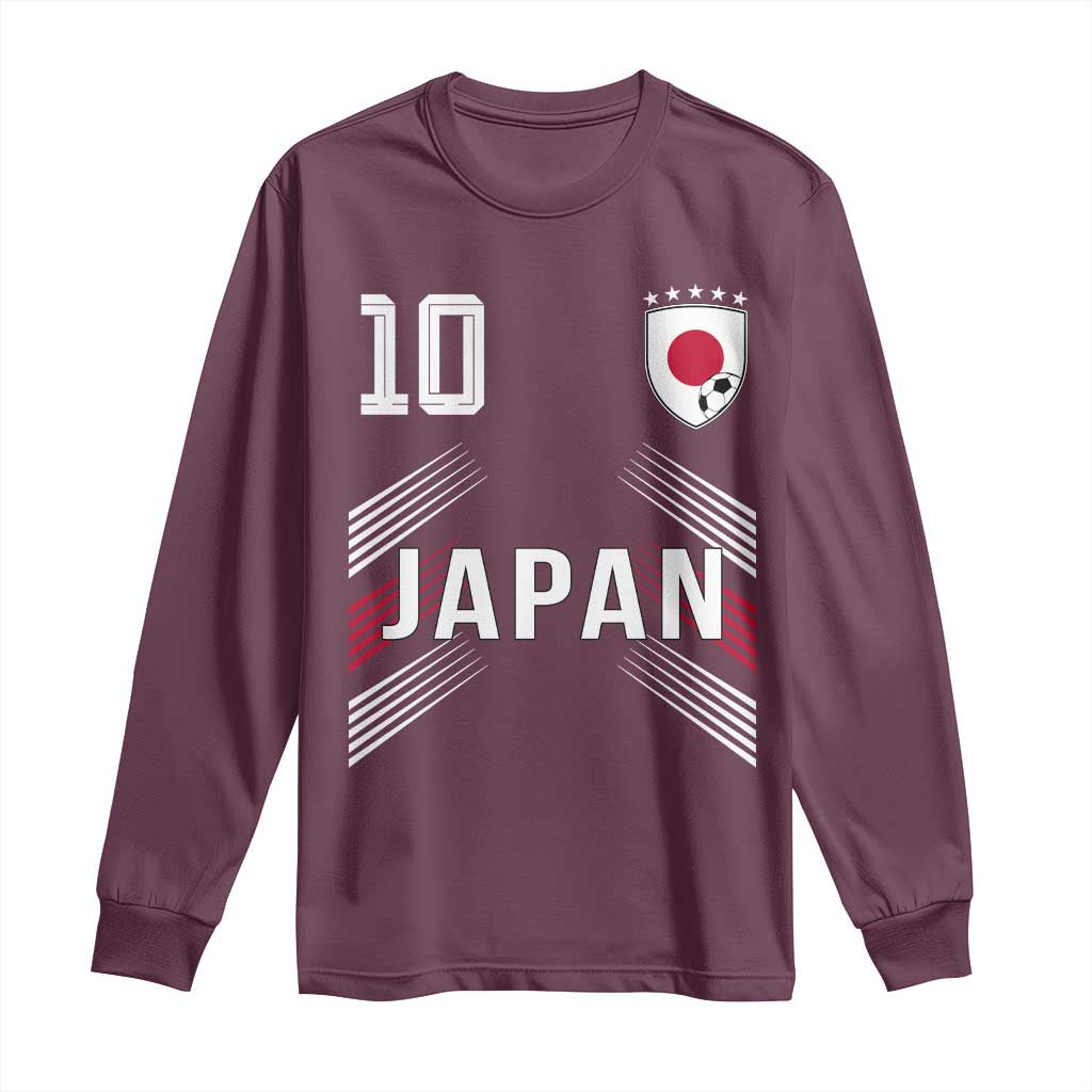Japan Soccer Sports Graphic Number 10 Jersey Style Long Sleeve Shirt Proud Japanese Football Fans Game Day Pride