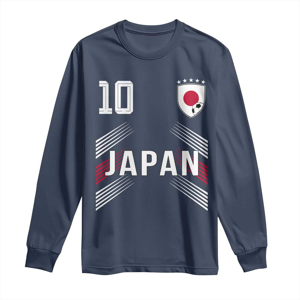 Japan Soccer Sports Graphic Number 10 Jersey Style Long Sleeve Shirt Proud Japanese Football Fans Game Day Pride
