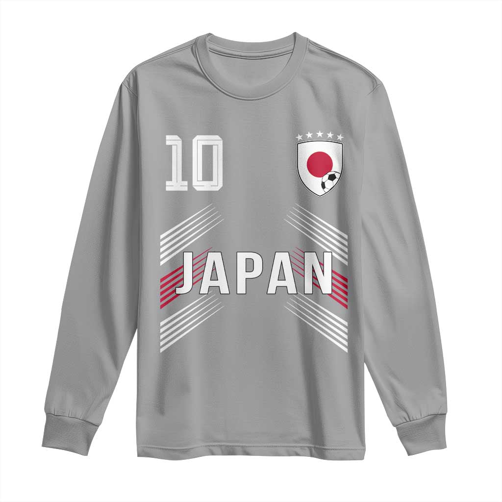Japan Soccer Sports Graphic Number 10 Jersey Style Long Sleeve Shirt Proud Japanese Football Fans Game Day Pride