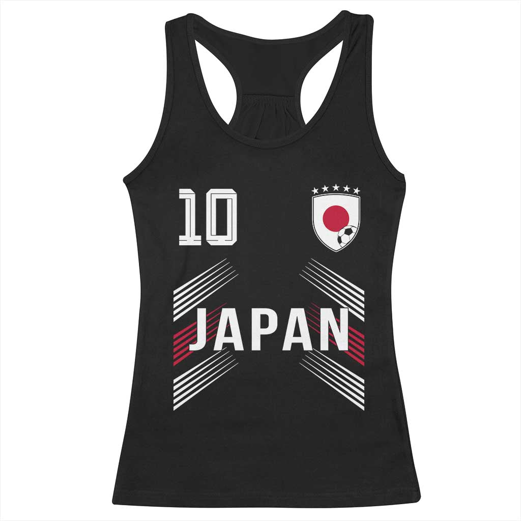 Japan Soccer Sports Graphic Number 10 Jersey Style Racerback Tank Top Proud Japanese Football Fans Game Day Pride