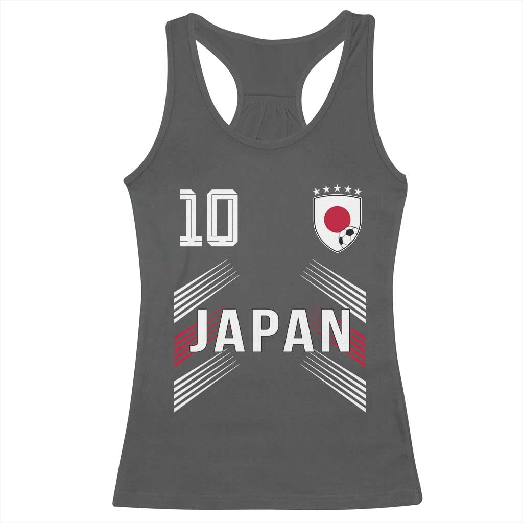 Japan Soccer Sports Graphic Number 10 Jersey Style Racerback Tank Top Proud Japanese Football Fans Game Day Pride