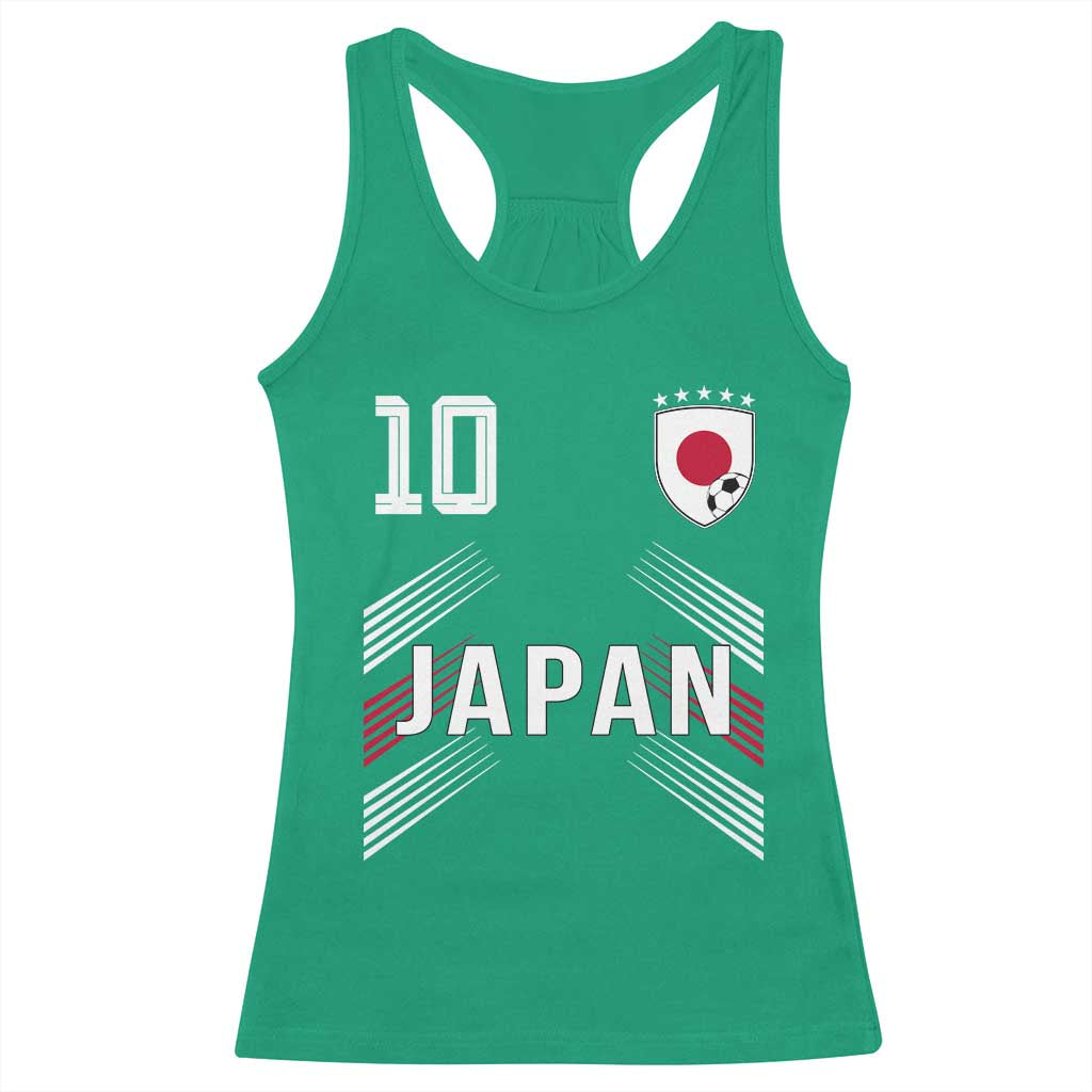 Japan Soccer Sports Graphic Number 10 Jersey Style Racerback Tank Top Proud Japanese Football Fans Game Day Pride