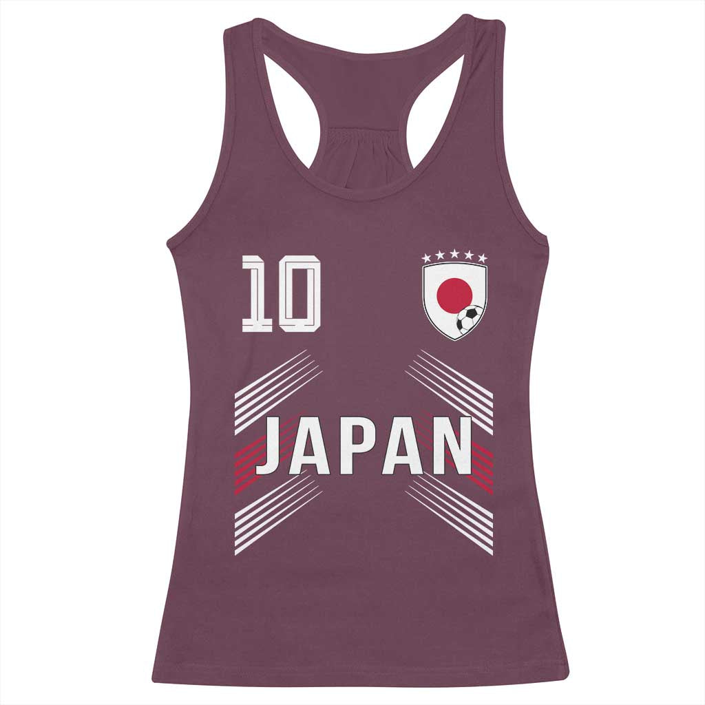 Japan Soccer Sports Graphic Number 10 Jersey Style Racerback Tank Top Proud Japanese Football Fans Game Day Pride