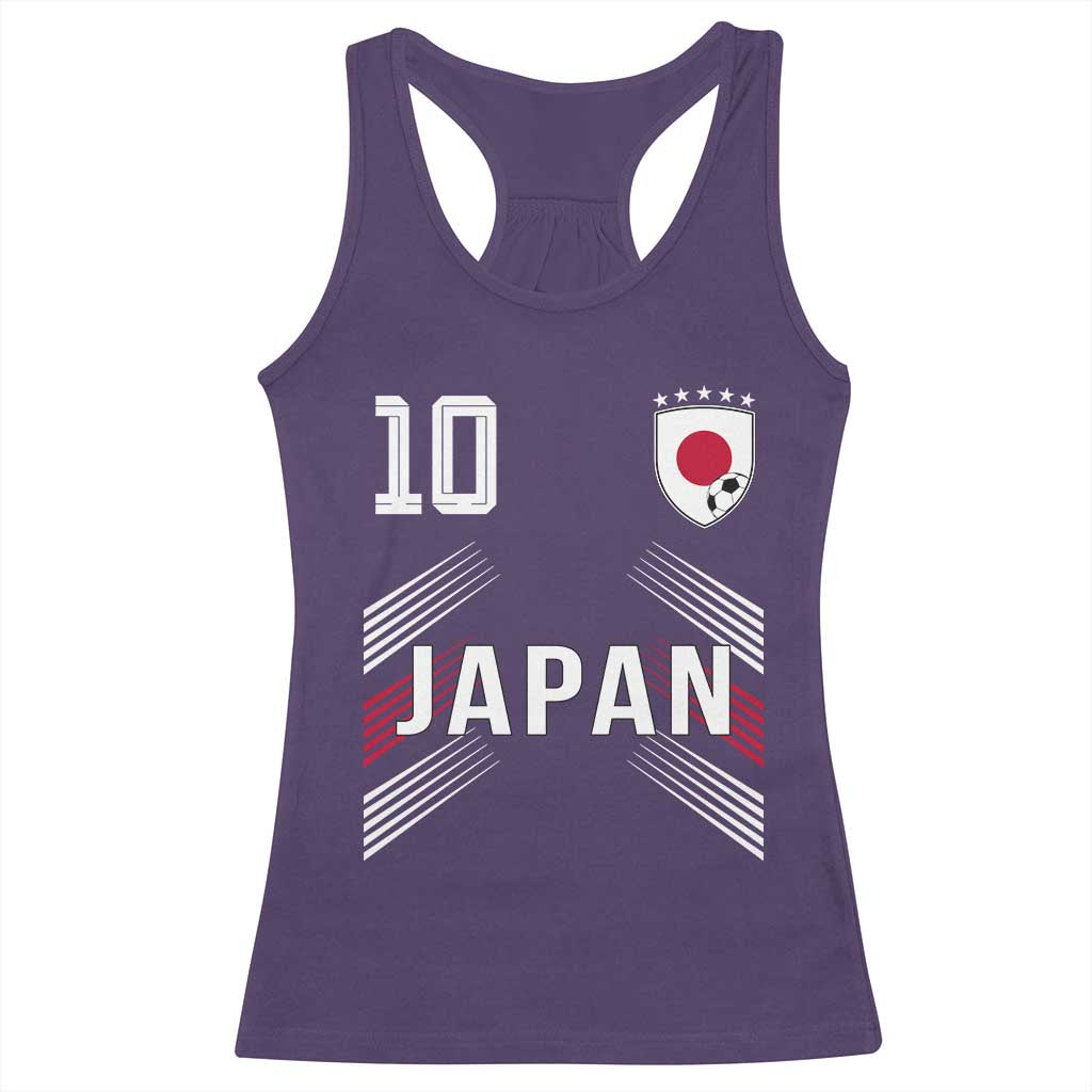 Japan Soccer Sports Graphic Number 10 Jersey Style Racerback Tank Top Proud Japanese Football Fans Game Day Pride