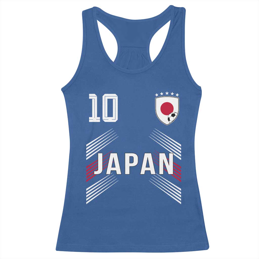 Japan Soccer Sports Graphic Number 10 Jersey Style Racerback Tank Top Proud Japanese Football Fans Game Day Pride