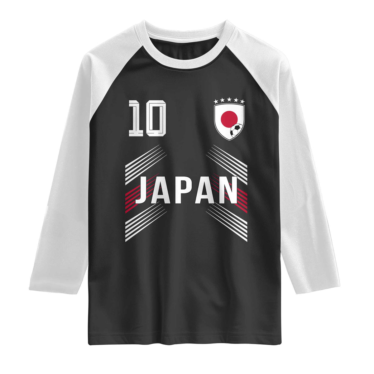 Japan Soccer Sports Graphic Number 10 Jersey Style Raglan Shirt Proud Japanese Football Fans Game Day Pride