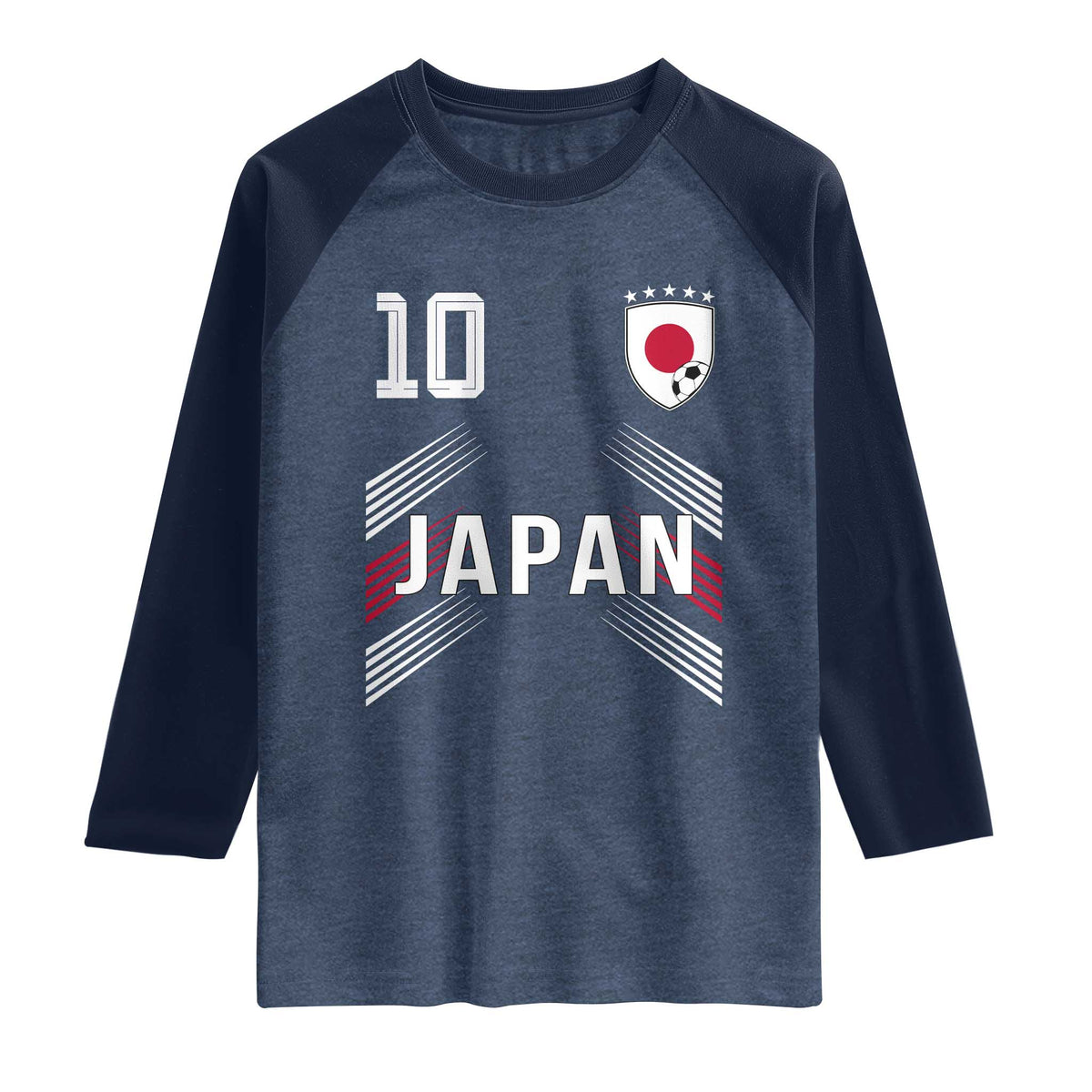 Japan Soccer Sports Graphic Number 10 Jersey Style Raglan Shirt Proud Japanese Football Fans Game Day Pride