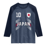 Japan Soccer Sports Graphic Number 10 Jersey Style Raglan Shirt Proud Japanese Football Fans Game Day Pride