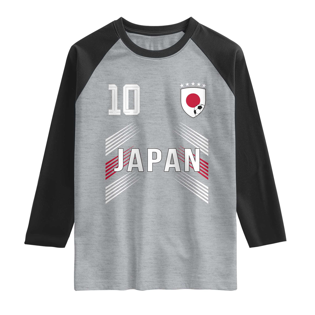 Japan Soccer Sports Graphic Number 10 Jersey Style Raglan Shirt Proud Japanese Football Fans Game Day Pride