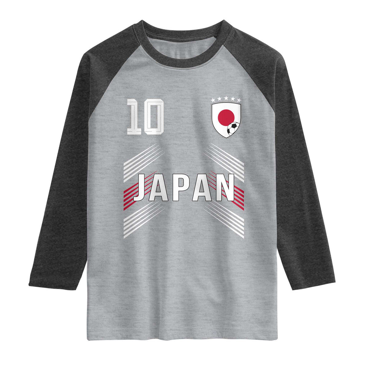 Japan Soccer Sports Graphic Number 10 Jersey Style Raglan Shirt Proud Japanese Football Fans Game Day Pride
