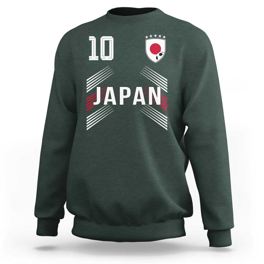 Japan Soccer Sports Graphic Number 10 Jersey Style Sweatshirt Proud Japanese Football Fans Game Day Pride