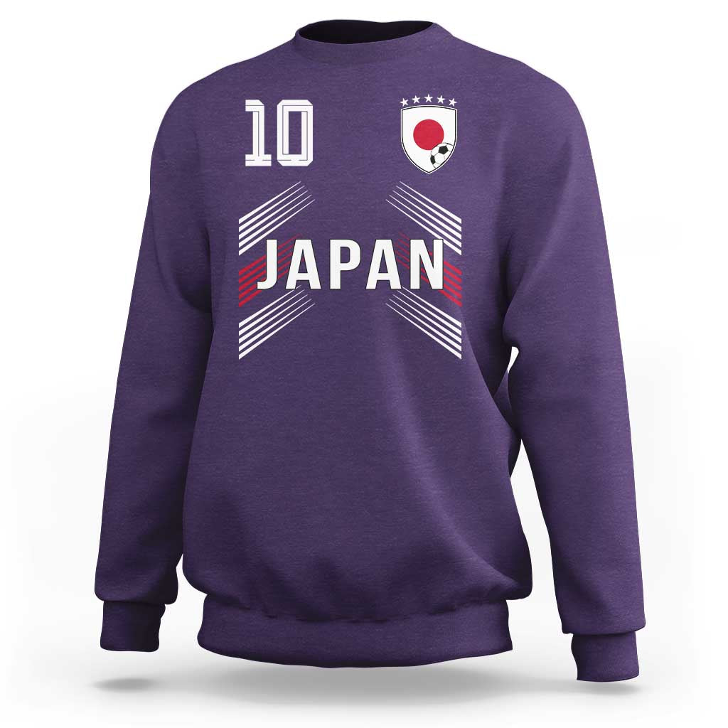 Japan Soccer Sports Graphic Number 10 Jersey Style Sweatshirt Proud Japanese Football Fans Game Day Pride