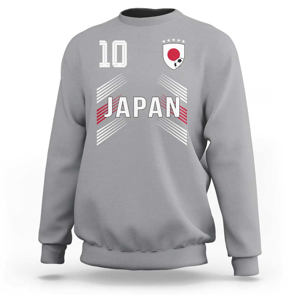 Japan Soccer Sports Graphic Number 10 Jersey Style Sweatshirt Proud Japanese Football Fans Game Day Pride