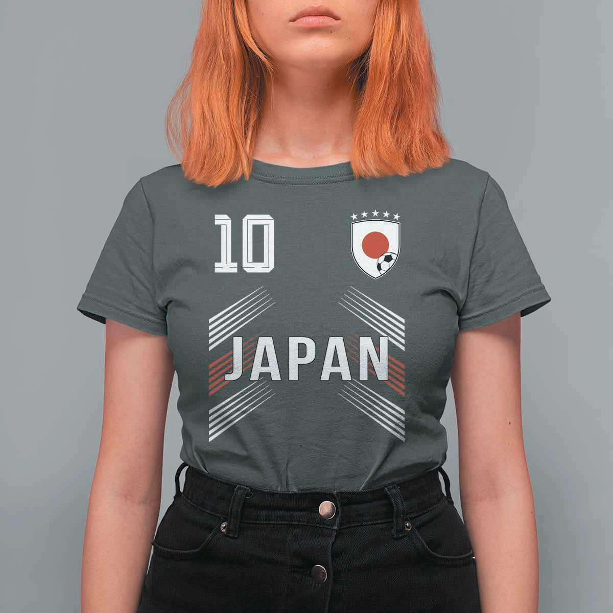 Japan Soccer Sports Graphic Number 10 Jersey Style T Shirt For Women Proud Japanese Football Fans Game Day Pride