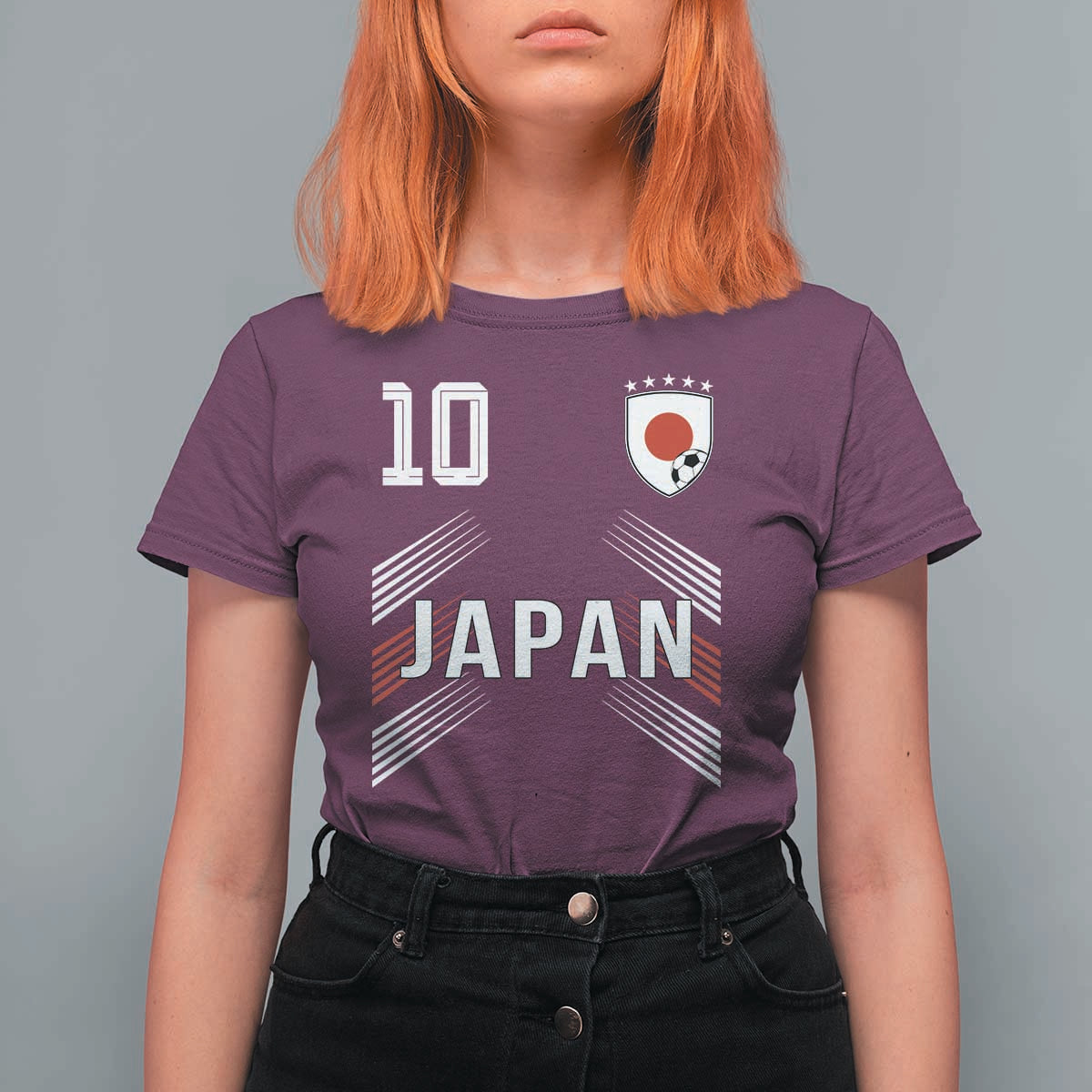 Japan Soccer Sports Graphic Number 10 Jersey Style T Shirt For Women Proud Japanese Football Fans Game Day Pride