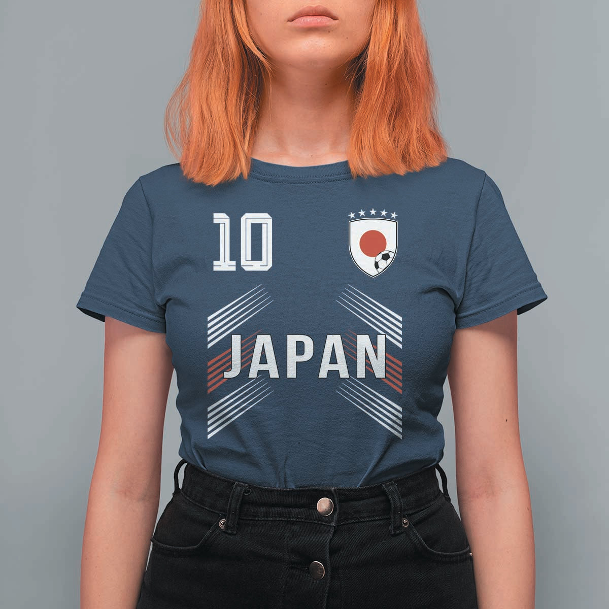 Japan Soccer Sports Graphic Number 10 Jersey Style T Shirt For Women Proud Japanese Football Fans Game Day Pride