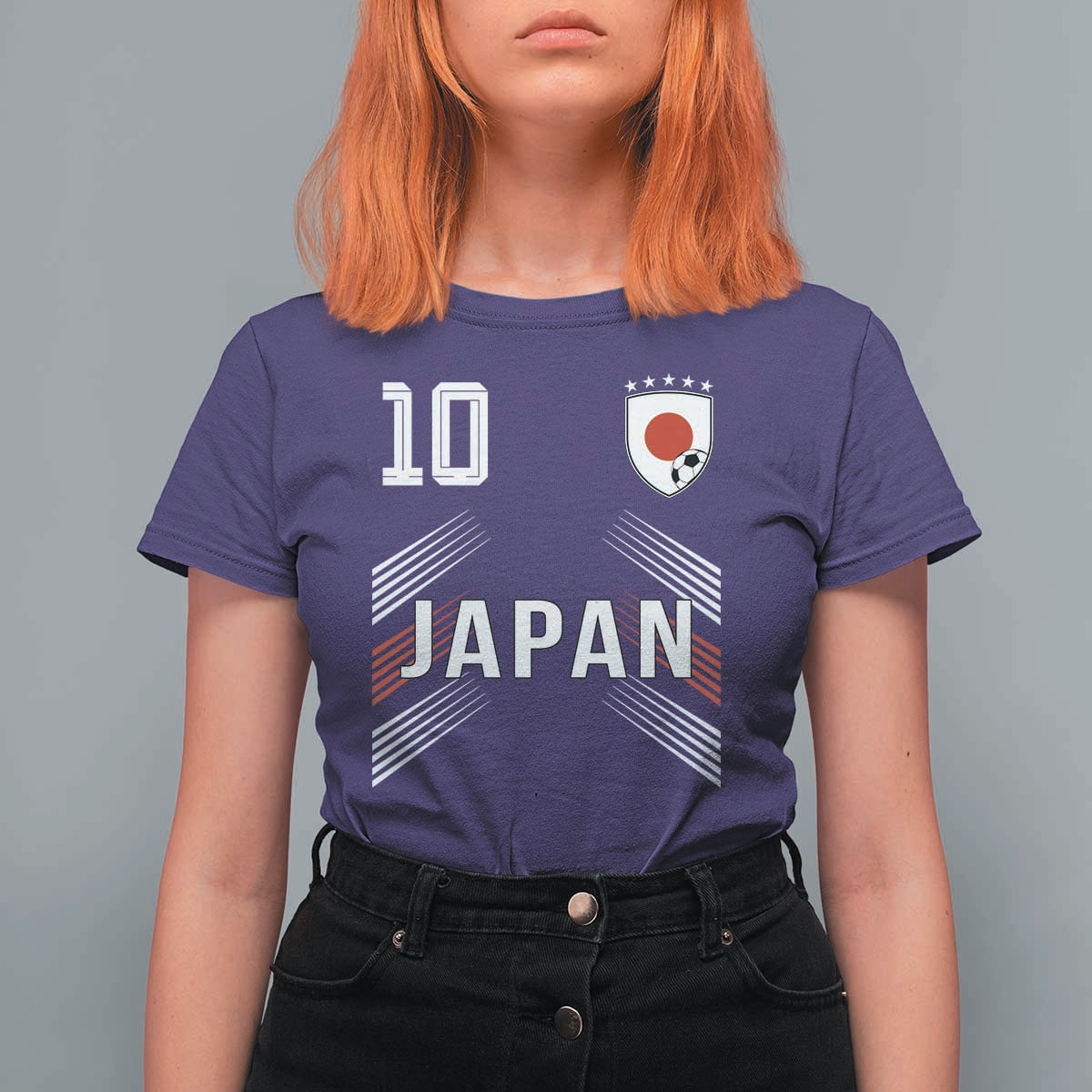 Japan Soccer Sports Graphic Number 10 Jersey Style T Shirt For Women Proud Japanese Football Fans Game Day Pride