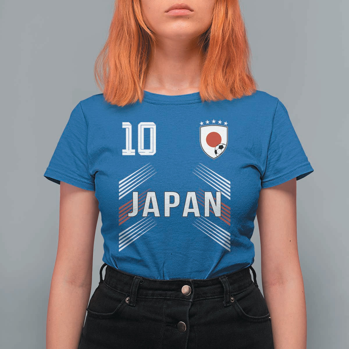 Japan Soccer Sports Graphic Number 10 Jersey Style T Shirt For Women Proud Japanese Football Fans Game Day Pride