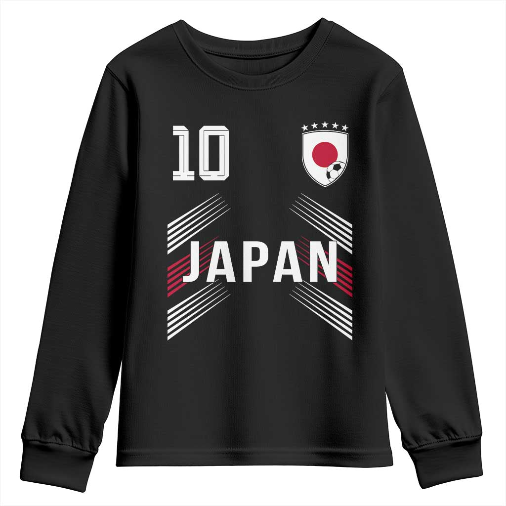 Japan Soccer Sports Graphic Number 10 Jersey Style Youth Sweatshirt Proud Japanese Football Fans Game Day Pride