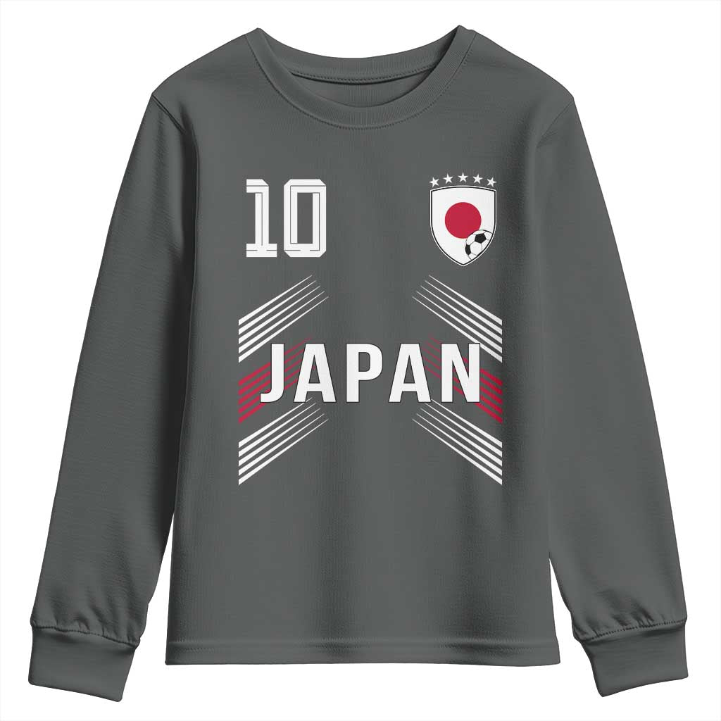 Japan Soccer Sports Graphic Number 10 Jersey Style Youth Sweatshirt Proud Japanese Football Fans Game Day Pride