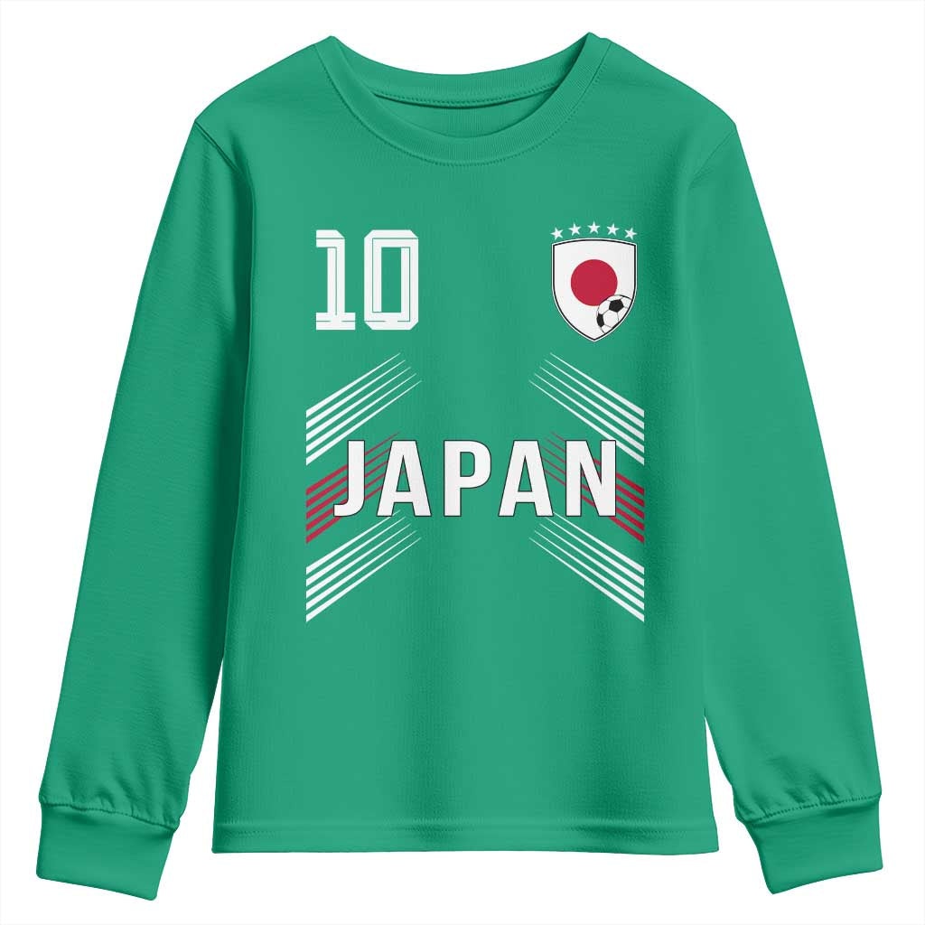 Japan Soccer Sports Graphic Number 10 Jersey Style Youth Sweatshirt Proud Japanese Football Fans Game Day Pride