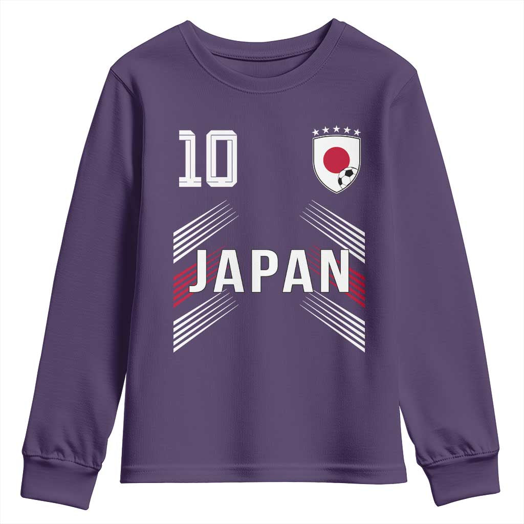 Japan Soccer Sports Graphic Number 10 Jersey Style Youth Sweatshirt Proud Japanese Football Fans Game Day Pride