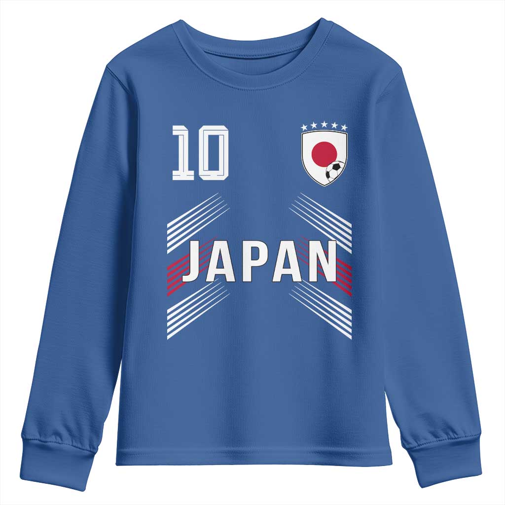 Japan Soccer Sports Graphic Number 10 Jersey Style Youth Sweatshirt Proud Japanese Football Fans Game Day Pride