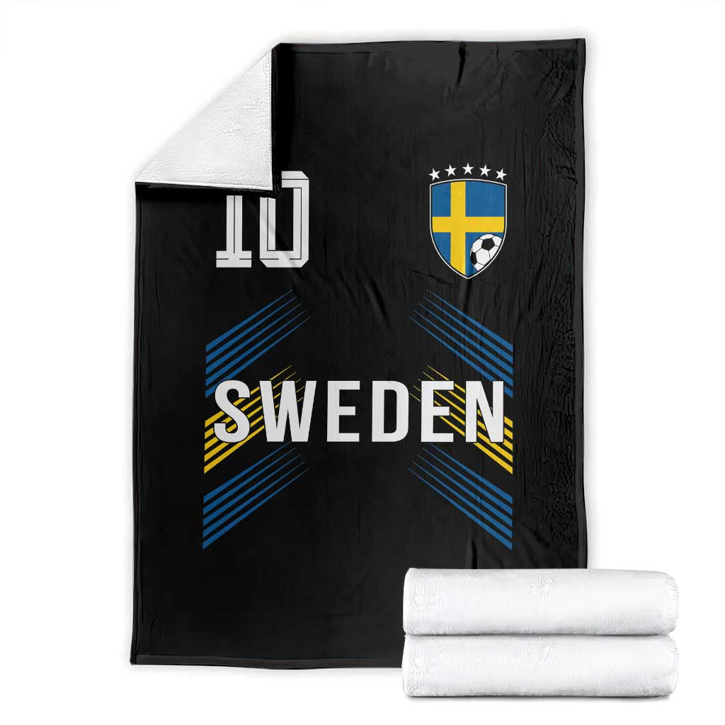 Sweden Soccer Sports Graphic Number 10 Jersey Style Throw Blanket Proud Swedish Football Fans Game Day Pride