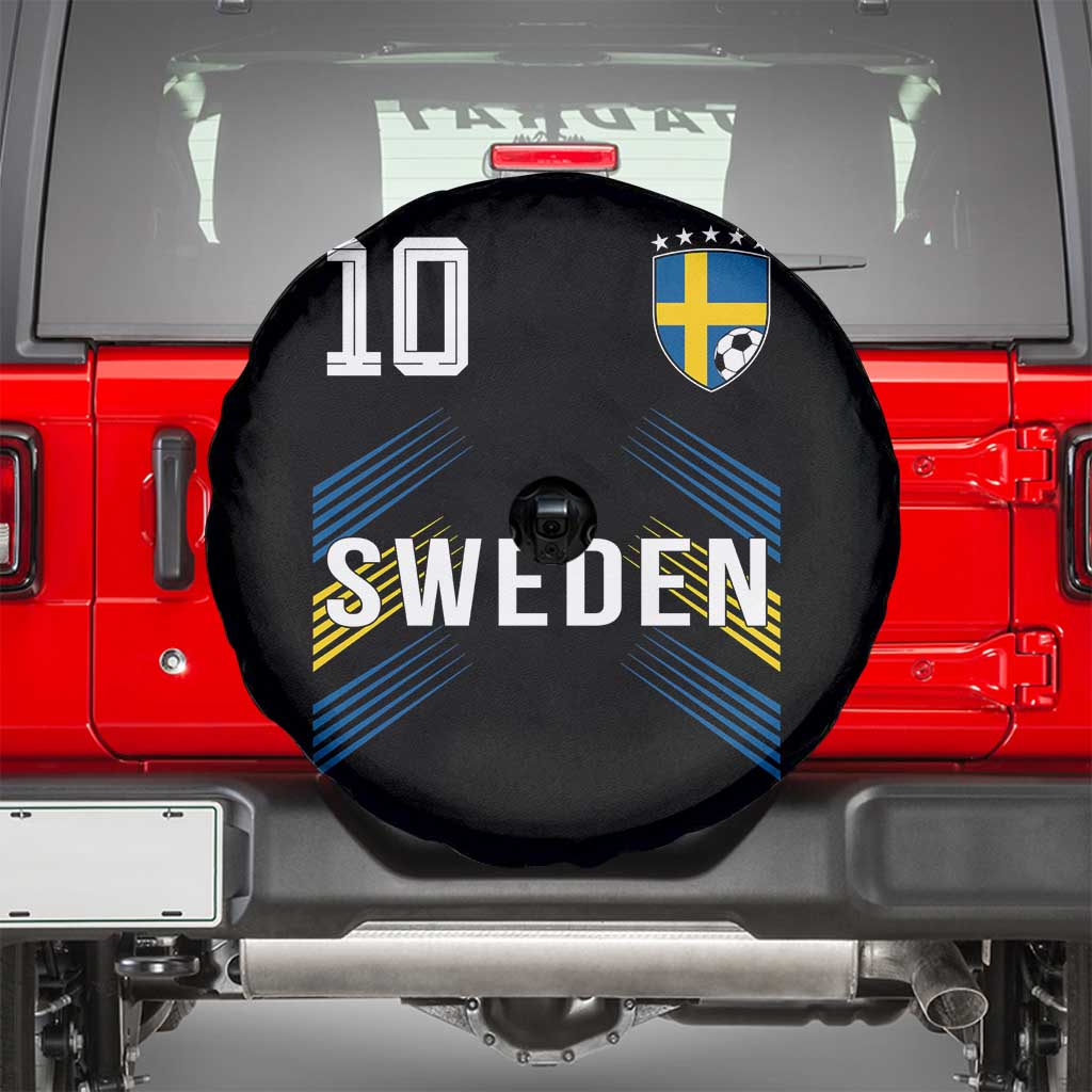 Sweden Soccer Sports Graphic Number 10 Jersey Style Spare Tire Cover Proud Swedish Football Fans Game Day Pride