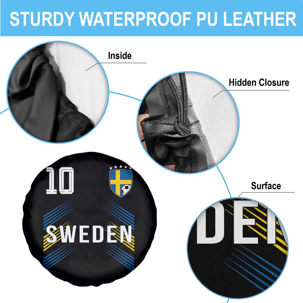 Sweden Soccer Sports Graphic Number 10 Jersey Style Spare Tire Cover Proud Swedish Football Fans Game Day Pride