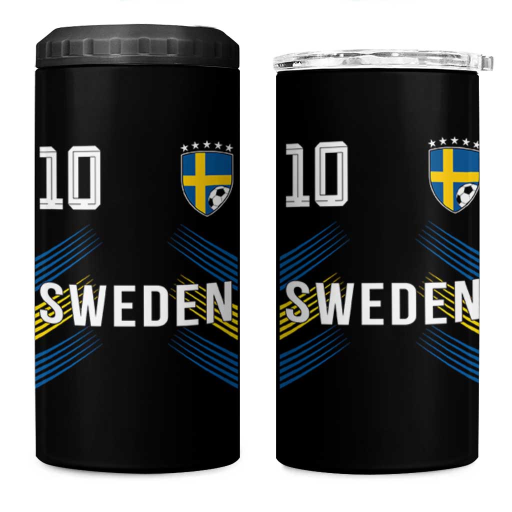 Sweden Soccer Sports Graphic Number 10 Jersey Style 4 in 1 Can Cooler Tumbler Proud Swedish Football Fans Game Day Pride