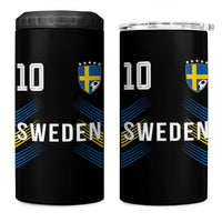 Sweden Soccer Sports Graphic Number 10 Jersey Style 4 in 1 Can Cooler Tumbler Proud Swedish Football Fans Game Day Pride